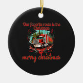 Kersttruck Route Vakantie Rijden Feestelijke Jour Keramisch Ornament (Voorkant)
