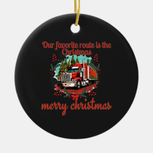 Kersttruck Route Vakantie Rijden Feestelijke Jour Keramisch Ornament (Voorkant)