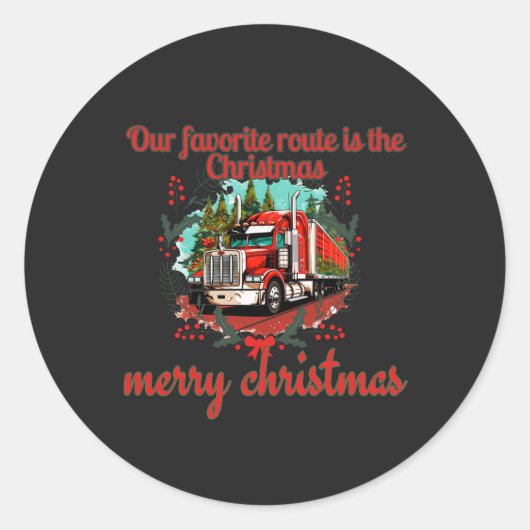 Kersttruck Route Vakantie Rijden Feestelijke Jour Ronde Sticker (Voorkant)