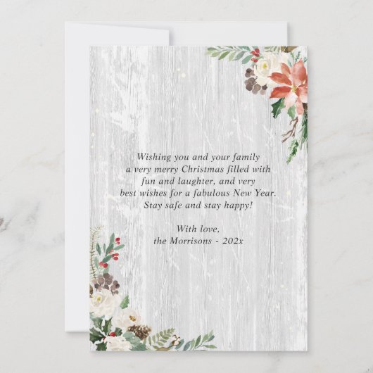 Kersttruck Rustic White Birch Bark 4 foto Feestdagenkaart (Achterkant)