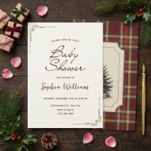 Kersttrui Baby Shower Uitnodiging in Vintage Stijl