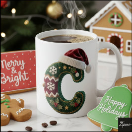 Kersttrui Brei Trui Letter C Kerstman Hoed Koffiemok