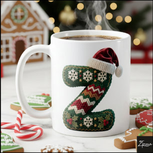 Kersttrui Brei Trui Letter Z Kerstman Hoed Koffiemok