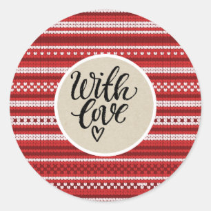Kersttrui Breien Rustiek Ambacht Met Liefde Favori Ronde Sticker