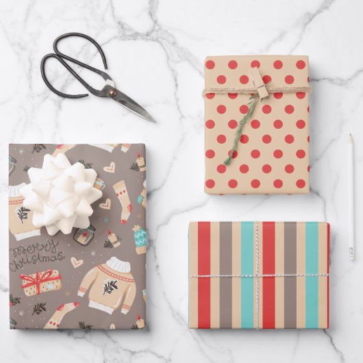 Kersttrui & Cadeaus Kerst Inpakpapier Vel (Voorkant)
