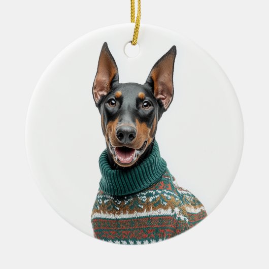 Kersttrui Dobermann Keramisch Ornament (Voorkant)