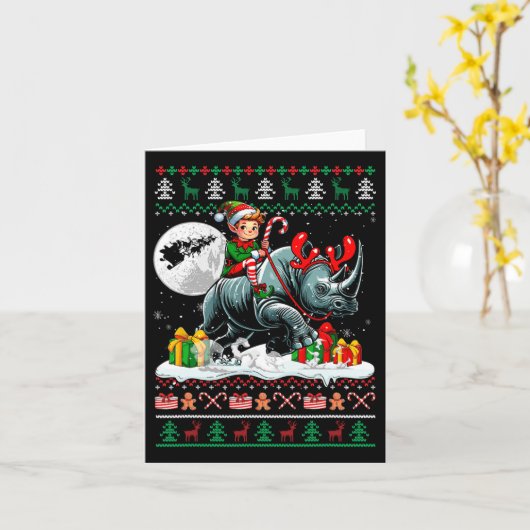 Kersttrui Elf Rijden Rhino Matching Kinder T Kaart (Gele Bloem)