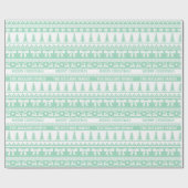 Kersttrui Familienaam Monogram Mint Groen Cadeaupapier (Vlak)