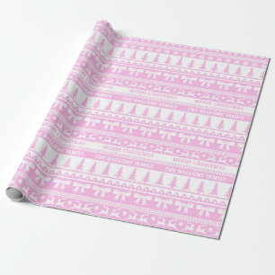 Kersttrui Familienaam Monogram Roze Wit Cadeaupapier