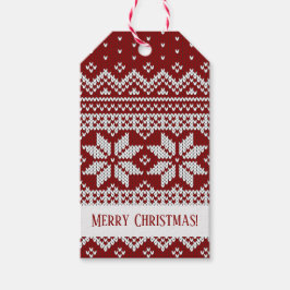 Kersttrui Gebreid Rood en Wit Cadeaulabel