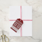 Kersttrui Gebreid Rood en Wit Cadeaulabel (Met Touw)