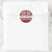 Kersttrui Gebreid Rood en Wit Ronde Sticker (Tas)