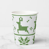Kersttrui gebreide groene herten sneeuwvlok papieren bekers (Achterkant)