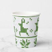 Kersttrui gebreide groene herten sneeuwvlok papieren bekers (Rechts)