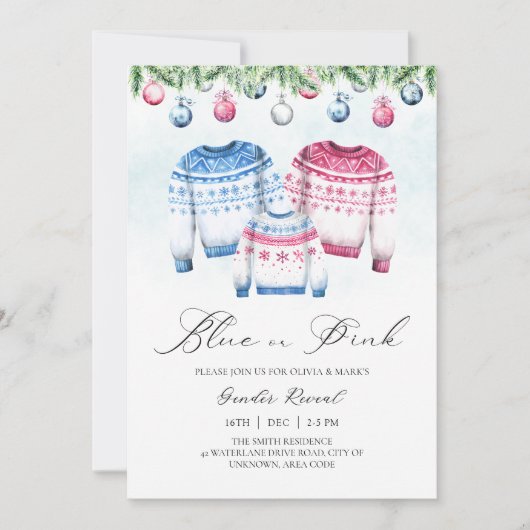 Kersttrui Jumper Winter Baby Geslacht onthullen Kaart (Voorkant)