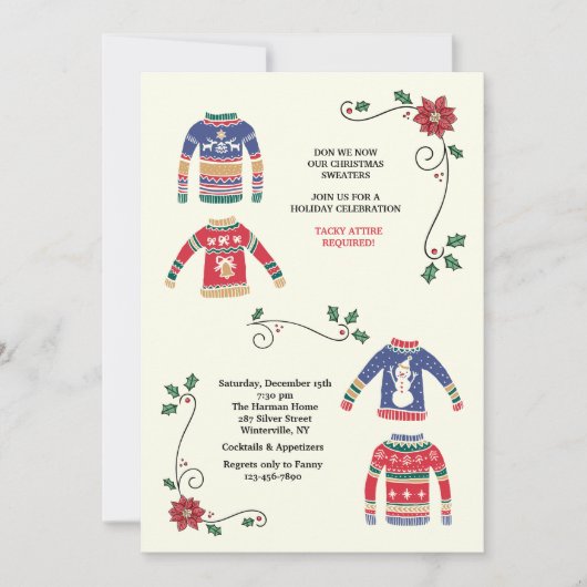 Kersttrui Kerstfeest Uitnodiging (Voorkant)
