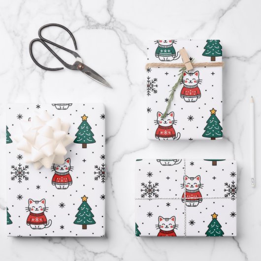 Kersttrui Kittens Inpakpapier Vel (Voorkant)