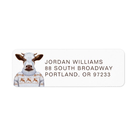 Kersttrui Koe | Jouw namen toevoegen Etiket (Voorkant)