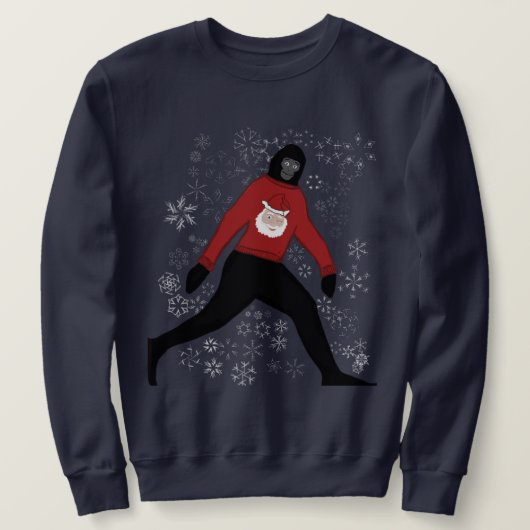 Kersttrui met Bigfoot en Santa; Unisex Trui (Design voorkant)