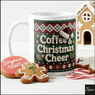 Kersttrui met breiwerk Koffie & Kerstmuts Koffiemok