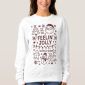 Kersttrui met 'Feelin' Jolly' Kerst Doodle Collage Trui (Voorkant)
