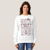 Kersttrui met 'Feelin' Jolly' Kerst Doodle Collage Trui (Voorkant volledig)