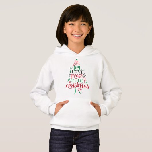 Kersttrui met Joy Love Peace Believe (Voorkant volledig)