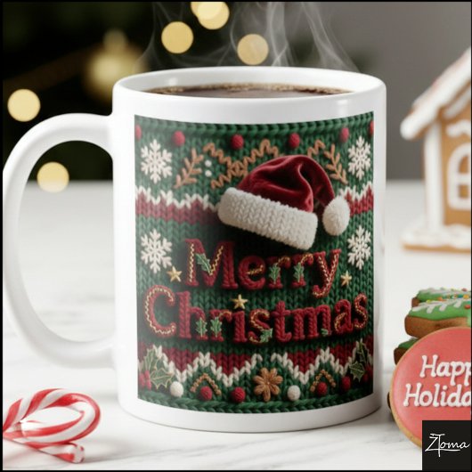 Kersttrui met kerstmannenhoed koffiemok