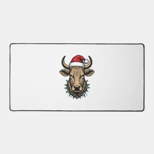 Kersttrui met koe en kerstman hoed_1 bureaumat (Voorkant)
