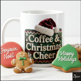 Kersttrui met koffie- en kerstthema en kerstmuts koffiemok