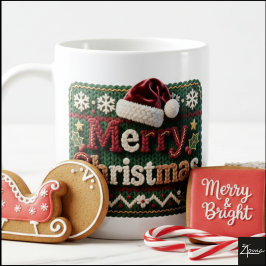 Kersttrui met Merry Christmas en kerstmannenhoed Koffiemok