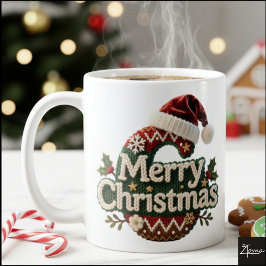 Kersttrui met Merry Christmas en kerstmannenhoed Koffiemok