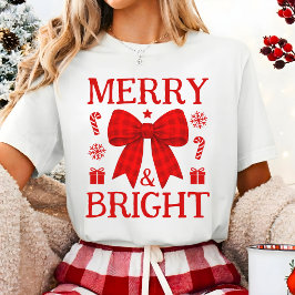 Kersttrui met vrolijke rode geruite strik Tri-Blend shirt