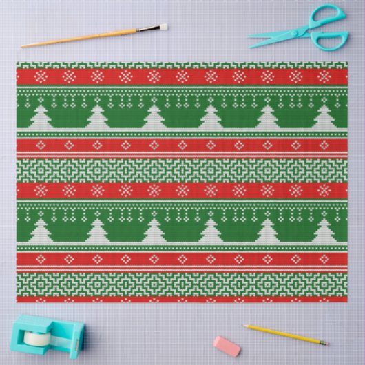 Kersttrui Pine Trees Snowflakes Kerstmis Tissuepapier (Craft)