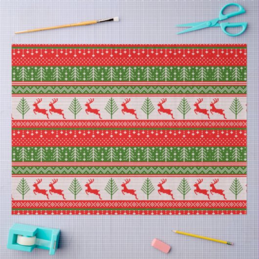 Kersttrui rendier dennenbomen Kerstmis Tissuepapier (Craft)