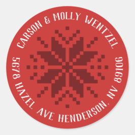 Kersttrui Sneeuwvlok Adres Ronde Sticker