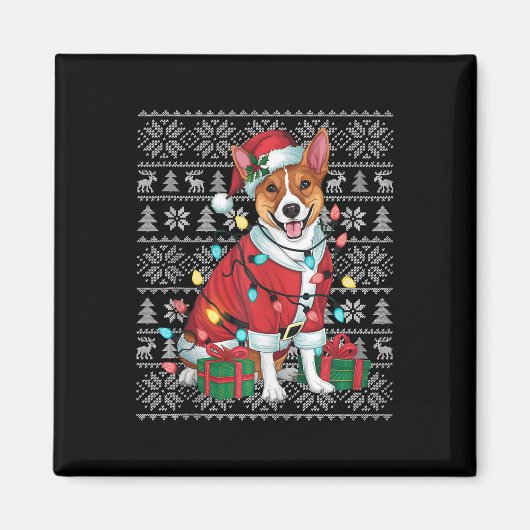 Kersttrui Stijl Lelijk Santa Basenji Hond Kerstmis Magneet (Voorkant)