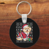 Kersttrui Stijl Lelijk Santa Bichon Frise Hond Chr Sleutelhanger (Voorkant)