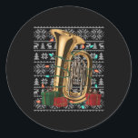 Kersttrui Stijl Lelijke Musical Tuba Kerstmis Ronde Sticker<br><div class="desc">Kersttrui Stijl Lelijke Musical Tuba Kerstmis</div>