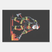 Kersttrui voor brandweerman Kerstmis Funny Sinterk Inpakpapier Vel (Voorkant)