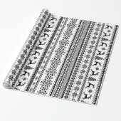 kersttrui zwart wit fair isle patroon cadeaupapier (Uitgerold)