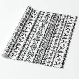 kersttrui zwart wit fair isle patroon cadeaupapier