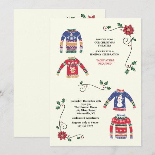 Kersttruien Vakantie Party Uitnodiging (Voorkant / Achterkant)