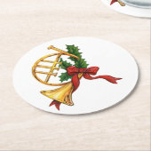 Kersttrumpet Ronde Kartonnen Onderzetter (Gebogen)