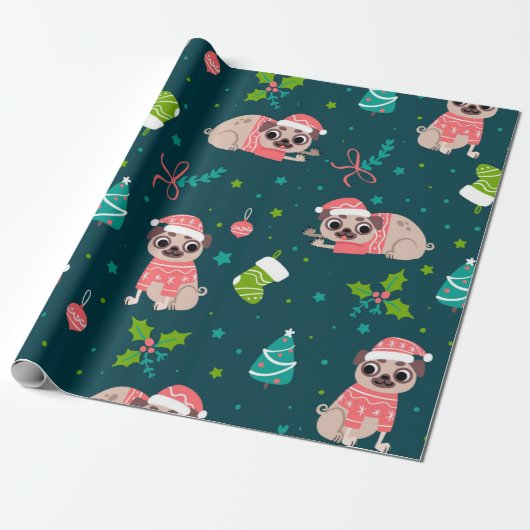 kersttuggen cadeaupapier (Uitgerold)