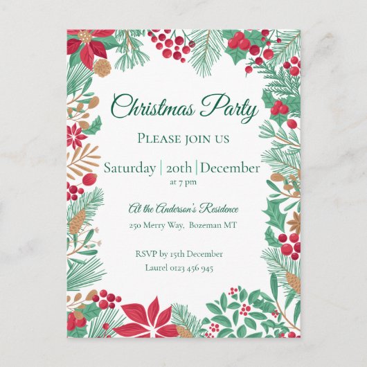 kersttuin | feestuitnodiging briefkaart (Voorkant)