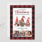 Kersttuin Gnome Buffalo Plaid Rustieke Pine Feestdagenkaart (Voorkant)