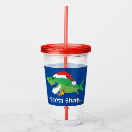 kersttumbler 16 oz Santa Shark Acryl Drinkbeker