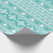 KerstTurquoise Blue Holiday Knit Ugly Sweater Cadeaupapier (Hoek)