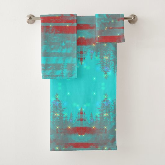 Kerstturquoise en Rode handdoekset Bad Handdoek (Insitu)